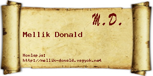Mellik Donald névjegykártya